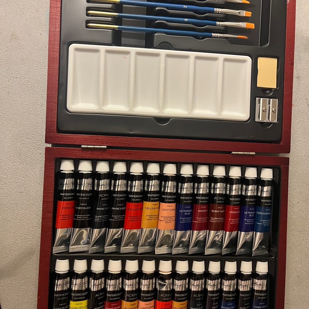 Artist Acrylic Paint Set with Brushes - Multicolor